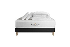 Pack matelas ressorts ensachés sommier KIT noir + mémoire de forme maxi épaisseur Windsor 160x200cm + 2 oreillers + 1 couette 26