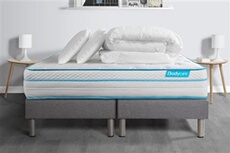 Pack BODYZONE+ 160x200 Ressorts ensachés, visco 5 zones Ultra épaisseur + Couette + 2 oreillers