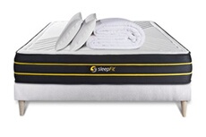 Pack prêt à dormir 140x200 matelas ULTRA + sommier kit blanc + 2 oreillers mémoire de forme 60x40cm + Couette Percale 240x220 cm