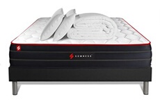 Pack prêt à dormir 160x200 matelas BOOST ressorts ensachés et mémoire de forme + sommier kit noir + Couette + 2 oreillers