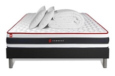 Pack prêt à dormir 140x190 matelas ENERGY ressorts ensachés et mémoire de forme + sommier kit noir + Couette + 2 oreillers