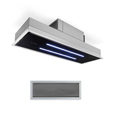 High Line Hotte de plafond 77cm - 410m3/h - 3 niveaux - Télécommande - Classe C - Noire