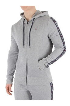 Pull, gilet, et polaire sportswear Tommy Hilfiger Homme Sweat à capuche zippé avec logo, Gris