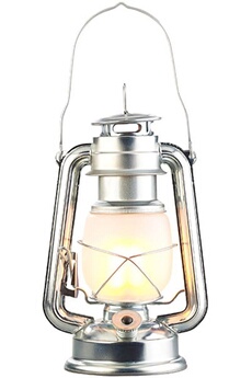 lanterne torche et lampe frontale lunartec : lanterne tempête led avec effet de flamme, hauteur 25 cm, argentée