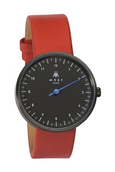 montre mast milano montre pour homme mono aiguille en cuir rouge ultra plate - bk107bk04-l-uno