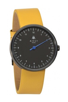 montre mast milano montre pour homme mono aiguille en cuir jaune ultra plate - bk107bk08-l-uno