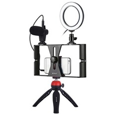 Smartphone Vidéo Rig Visiophone Stabilisateur Grip Trépied Avec Microphone MK4209