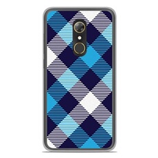Coque silicone gel Alcatel A7 motif Tartan Bleu