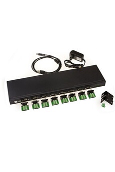 Adaptateur et convertisseur Kalea-Informatique Convertisseur industriel USB vers 8 PORTS COM RS422 RS485 avec boitier métal rackable. Montage DB9 ou filaire