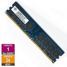 Barrette Mémoire 1Go RAM DDR2 NT1GT64U8HA1BY-3C DIMM PC2-5300U 2Rx8