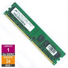 Barrette Mémoire 1Go RAM DDR2 MT16HTF12864AY-667D4 DIMM PC2-5300U 2Rx8
