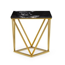 Black Onyx 2 Table basse de salon 50 x 55 x 35 cm (LxHxP) - Design marbre doré & noir