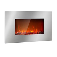 Cheminée électrique Lausanne Luxe - 2 niveaux d'intensité - 2000W - Pour 40m² - Inox brossé