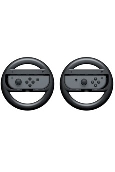 Accessoire pour manette GENERIQUE Volant x2 pour Manette Joy-Con NINTENDO Switch Mario Kart Ergonomique Lot de 2 (NOIR)