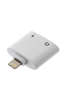 Adaptateur Charge Audio Prise iPhone iPad iPod Prise Jack 3.5mm Femelle Blanc