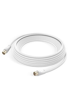 Câble Antenne TV Mâle Femelle Coxial 9.5mm PVC 5m Blanc