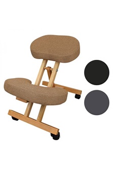 fauteuil de bureau vivezen tabouret, chaise ergonomique, siège assis genoux en bois pliable et réglable - beige
