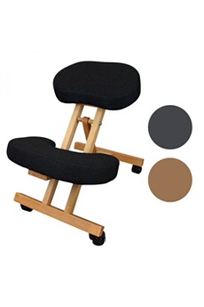 fauteuil de bureau vivezen tabouret, chaise ergonomique, siège assis genoux en bois pliable et réglable - noir