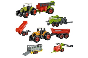 Voiture Iso Trade Farm coffret jeu 6 engins agricoles jouets enfants tracteurs remorques