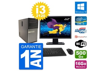 PC De Bureau Dell PC Tour Dell 790 Mt Ecran 22" Core I3-2120 Ram 16Go Disque 500Go Windows 10 WiFi