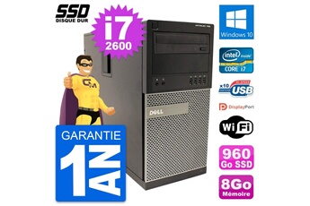 PC De Bureau Dell PC Tour Dell Optiplex 790 Mt Intel i7-2600 Ram 8Go SSD 960Go Windows 10 WiFi