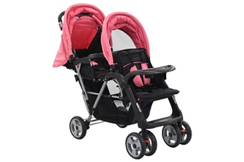 Porte-Bébés GENERIQUE Icaverne - poussettes pour bébés esthetique poussette tandem rose et noir acier