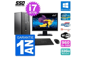PC De Bureau HP PC Tour HP Prodesk 600 G1 Ecran 22" i7-4770 Ram 32Go SSD 960Go Windows 10 WiFi