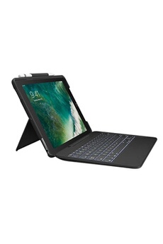 Clavier pour tablette Logitech Slim Combo - Clavier et étui - rétroéclairé - Apple Smart connector - Allemand - noir clavier, noir étui