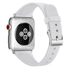 Bracelets connectés Hobby Concept Bracelet de remplacement pour Apple Watch Series 1 / 2 / 3 / 4 42mm Montre en Silicone Blanc