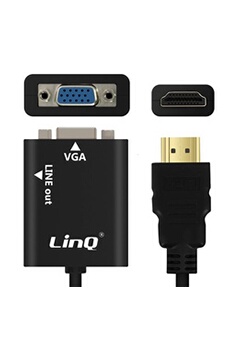 Câble Vidéo et Audio HDMI Mâle vers VGA Femelle et Câble Jack 3.5 mm Noir