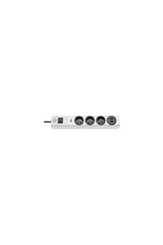 Enrouleur de câble électrique Brennenstuhl Multiprise hugo! Blanche - 3 prises + 2 prises USB - avec parafoudre et 2m de câble (19.500A)
