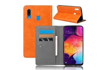 Wisetony Coque et étui téléphone mobile en cuir multifonctionnel pour samsung galaxy j3 pro - orange