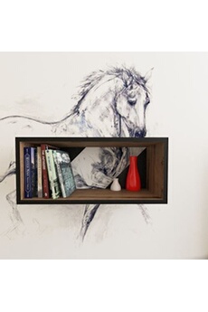 bibliothèque home mania homemania etagère shart murale flottante, pour livres - pour salon, bureau - noyer, noir en bois, 64 x 21 x 28 cm
