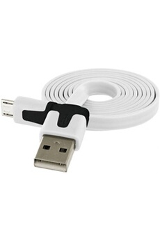 Chargeur pour téléphone mobile GENERIQUE Cable Chargeur pour Smartphone SAMSUNG, HUAWEI, SONY, etc USB / Micro USB Noodle Universelle (BLANC)