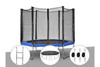 Trampoline Jardideco Kit trampoline jardideco atlas ø 2,44 m bleu + echelle + bâche de protection + kit d'ancrage
