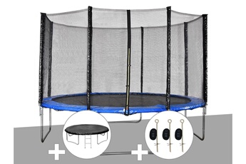 Trampoline Jardideco Kit trampoline jardideco cronos ø 3,66 m bleu + bâche de protection + kit d'ancrage