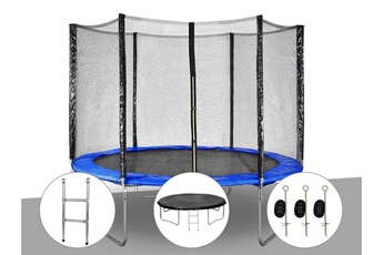 Trampoline Jardideco Kit trampoline jardideco hélios ø 3,05 m bleu + echelle + bâche de protection + kit d'ancrage