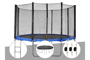 Trampoline Jardideco Kit trampoline jardideco cronos ø 3,66 m bleu + echelle + bâche de protection + kit d'ancrage