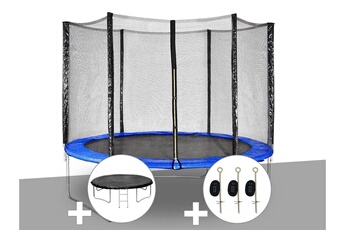 Trampoline Jardideco Kit trampoline jardideco hélios ø 3,05 m bleu + bâche de protection + kit d'ancrage