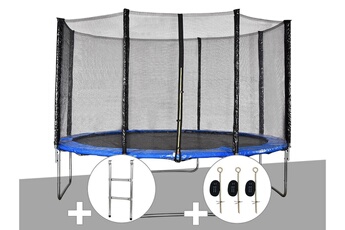 Trampoline Jardideco Kit trampoline jardideco cronos ø 3,66 m bleu + echelle + kit d'ancrage