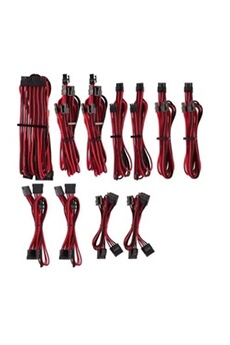 Chargeur et câble d'alimentation PC Corsair Premium individually sleeved pro kit (Type 4, Generation 4) - Câblage d'alimentation - noir, rouge