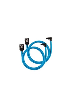 Boîtier PC Corsair Câble gainé Premium SATA 6Gbps Bleu 60cm 90° - (CC-8900285)