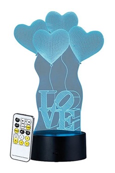 lampe d'ambiance lunartec : socle lumineux décoratif à led ls-7.3d - motif love