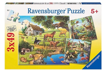 Puzzle Ravensburger Ravensburger - 09265 - puzzle classique - animaux sauvages du zoo / domestiques - 3x49 pièces