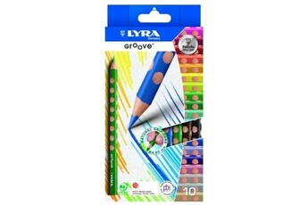 Autres jeux de construction GENERIQUE Lyra - pochette de 10 crayons de couleur triangulaires groove - crayons de couleur adaptés à l'apprentissage !