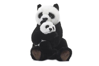 Masque de déguisement GENERIQUE Wwf - 15183008 - peluche - maman panda avec bébé - 28 cm