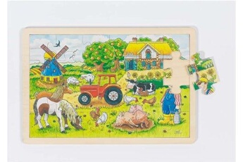 Puzzle Goki Goki - 57891 - puzzle en bois à encastrement - ferme des meuniers - 24 pièces