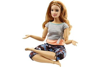 Autres jeux de construction Barbie Barbie - ftg84 - made to move poupée articulée fitness ultra flexible rousse, legging à fleurs bleues et 22 points d'articulations, jouet pour enfant