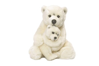 Peluche Wwf Wwf - 15187007 - peluche - maman ours polaire avec bébé - 28 cm