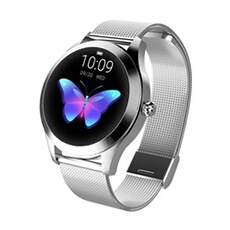 Montre connectée KW10 Smart Watch IP68 Bracelet de surveillance la fréquence cardiaque étanche Fitness argent
